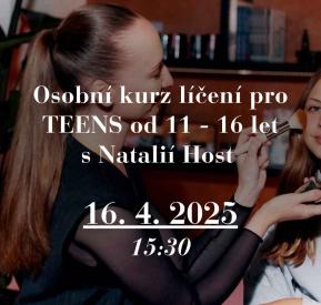 Osobní kurz líčení pro TEENS OD 11-16 LET s Natalií Host. 16.4. 2025 od 15:30